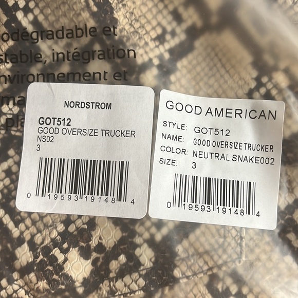 NWT Good American Good Oversized Trucker Jacket in Neutral Snake Size Large - Picture 4 of 4